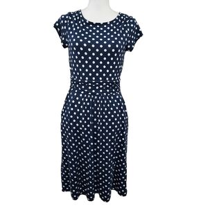 Boden blue white polka dot Amelie Jersey dress 6